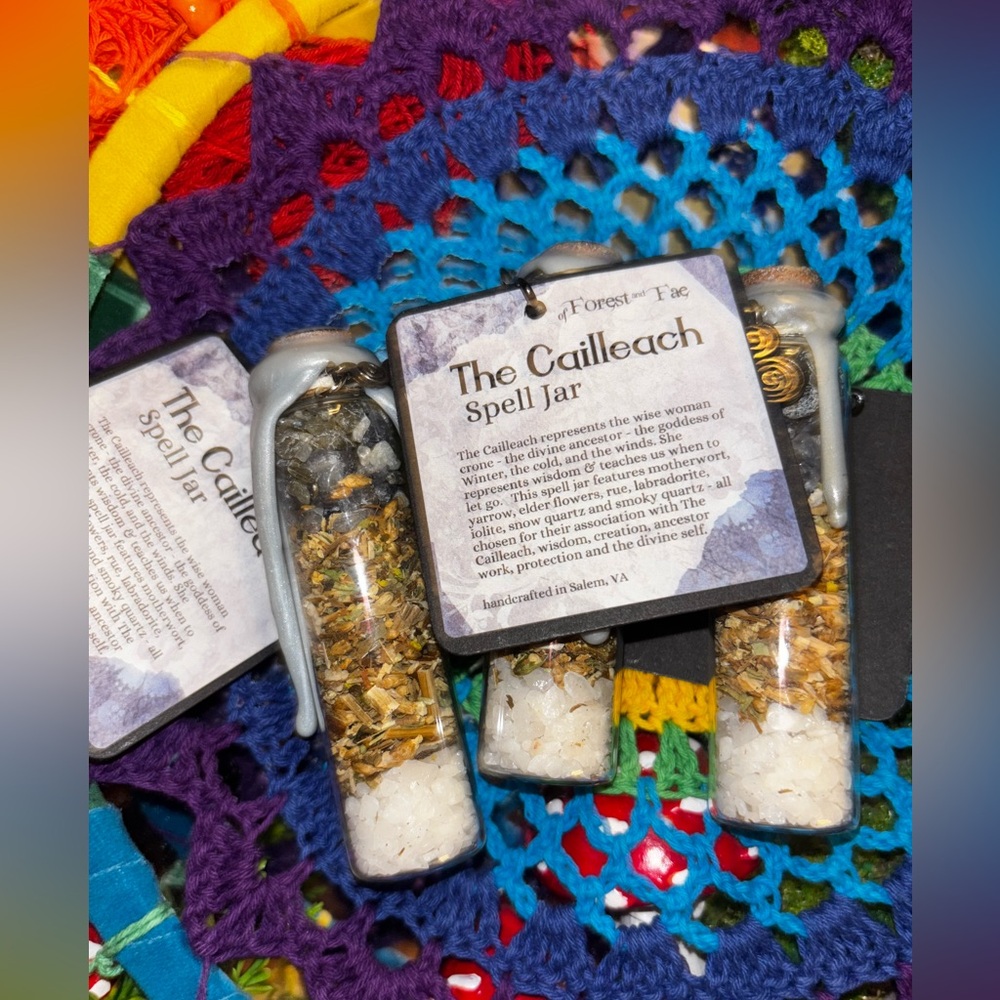 The Cailleach Spell Jar with Herbs and Crystals